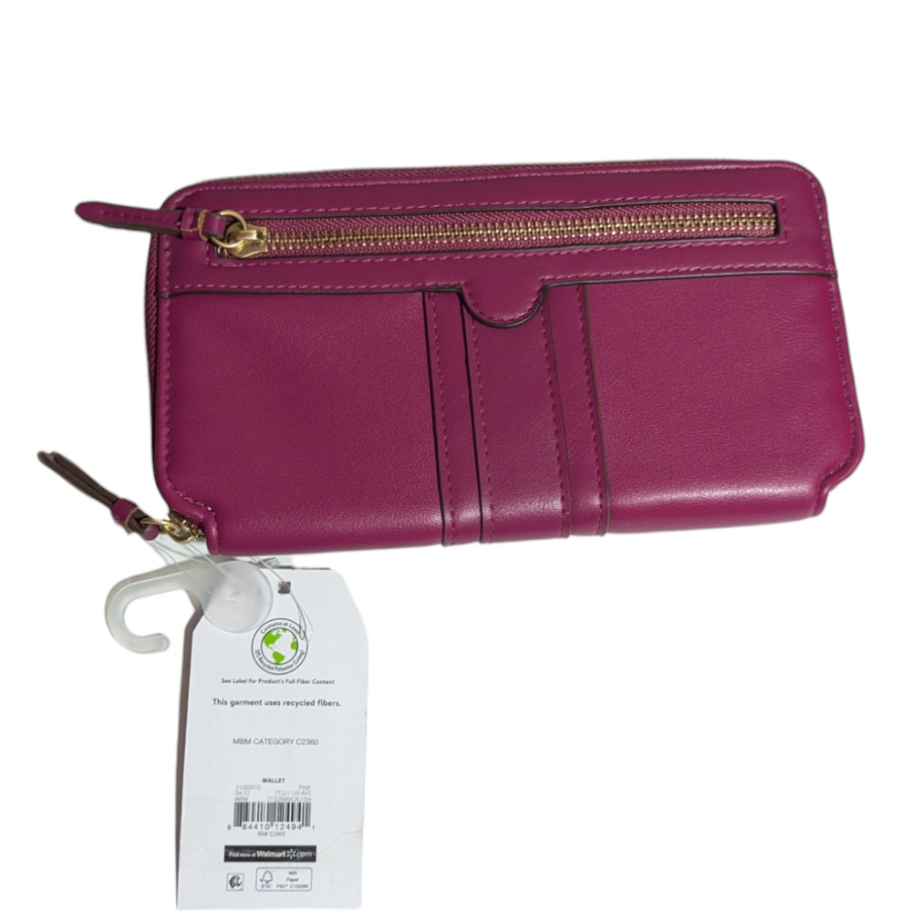 Time And Tru - Maroon Bi- Fold Zip Around Wallet - Card Holder - New With Tags